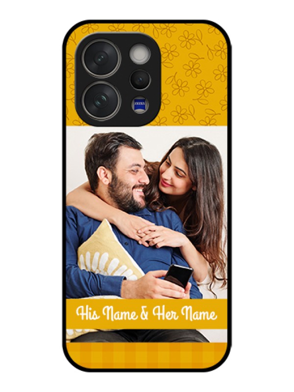 Custom Vivo V70 5G Custom Glass Phone Case - Yellow Floral Design