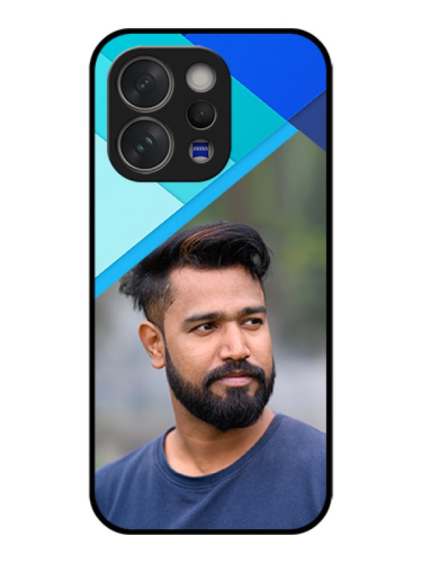 Custom Vivo V70 5G Custom Glass Phone Case - Blue Pattern Design