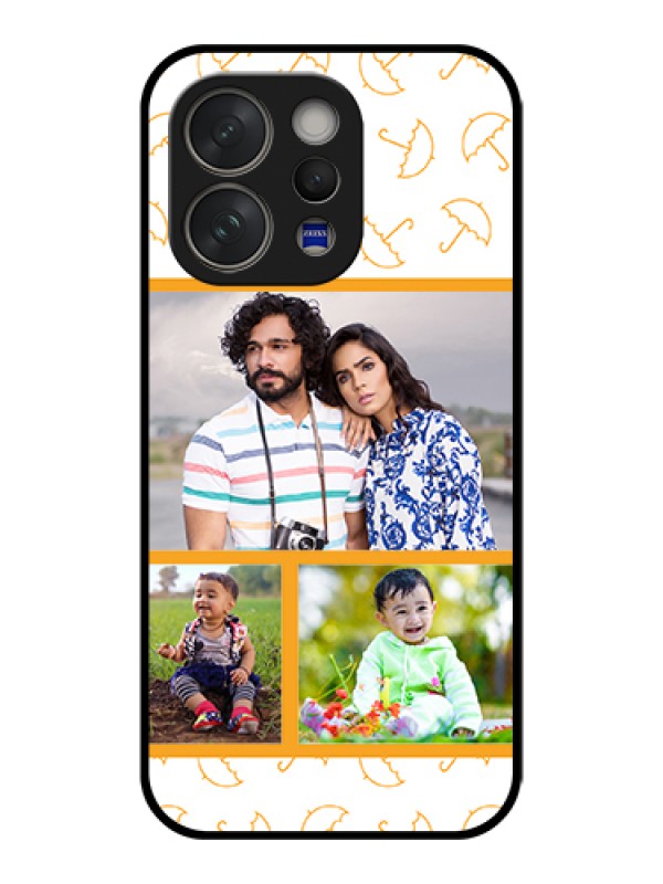 Custom Vivo V70 5G Custom Glass Phone Case - Yellow Pattern Design