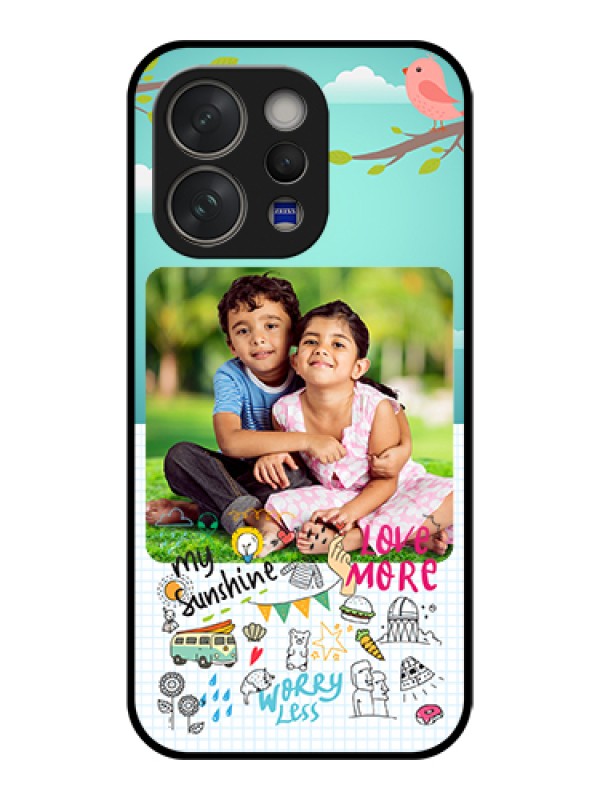 Custom Vivo V70 5G Custom Glass Phone Case - Doodle Love Design