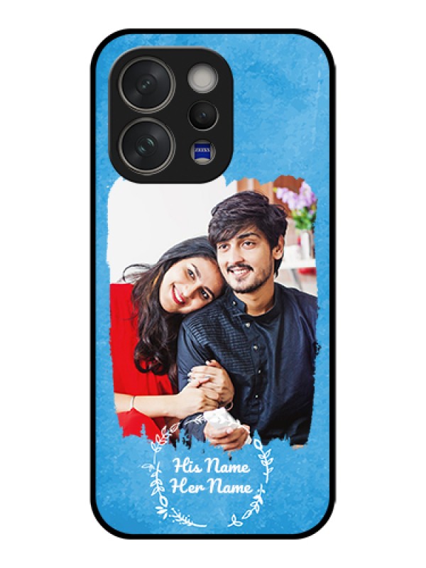 Custom Vivo V70 5G Custom Glass Phone Case - Blue Color Vintage Design