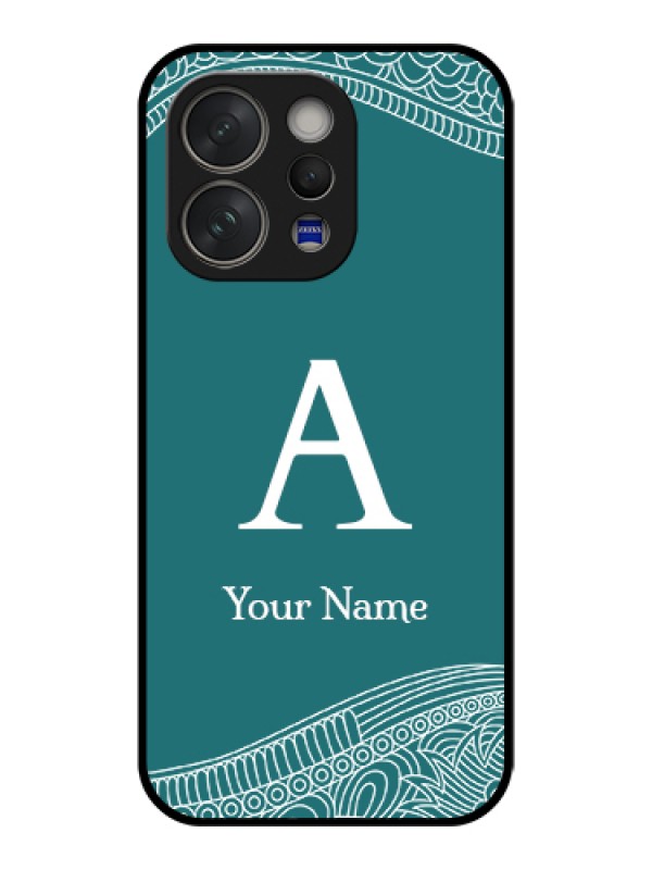 Custom Vivo V70 5G Custom Glass Phone Case - Line Art Pattern With Custom Name Design
