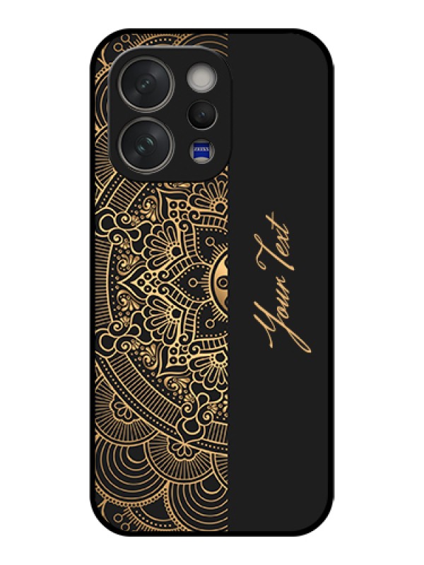 Custom Vivo V70 5G Custom Glass Phone Case - Mandala Art With Custom Text Design