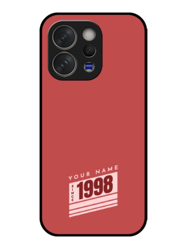 Custom Vivo V70 5G Custom Glass Phone Case - Red Custom Year Of Birth Design