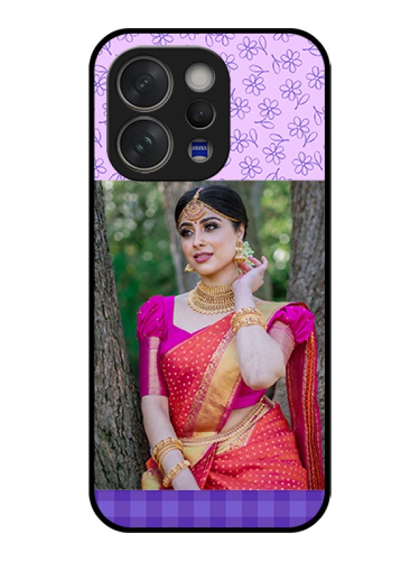 Custom Vivo V70 Elite 5G Custom Glass Phone Case - Purple Floral Design