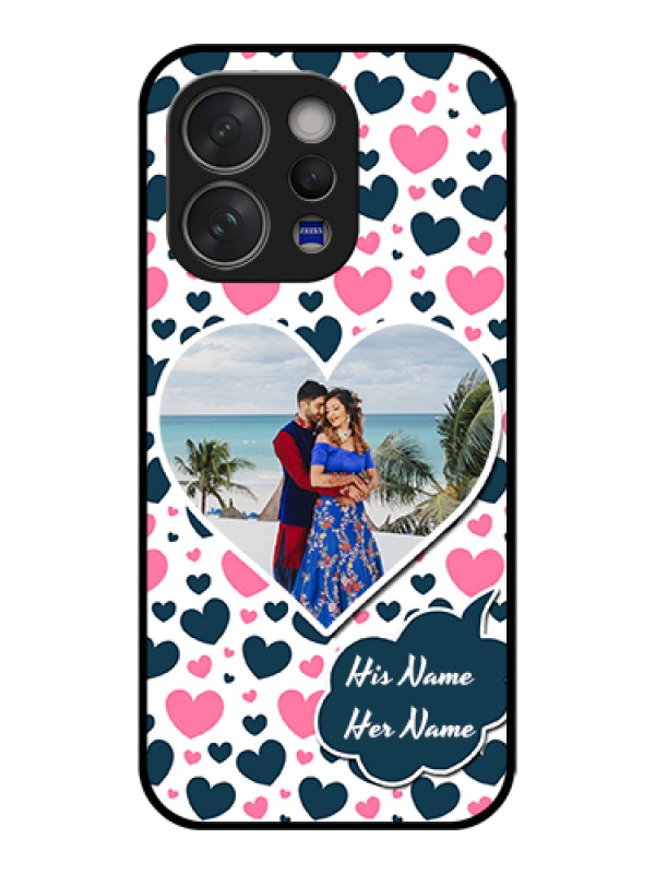 Custom Vivo V70 Elite 5G Custom Glass Phone Case - Pink & Blue Heart Design