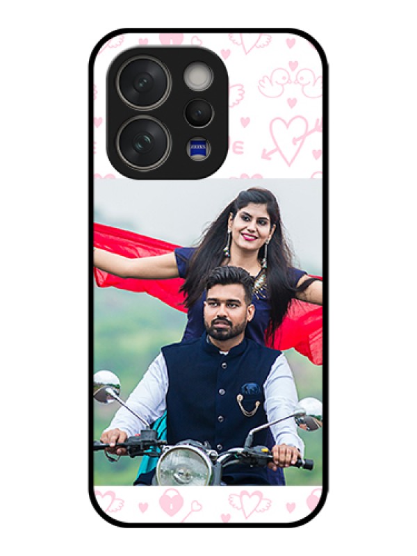 Custom Vivo V70 Elite 5G Custom Glass Phone Case - Pink Flying Heart Design