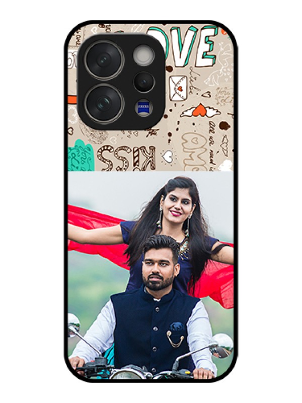 Custom Vivo V70 Elite 5G Custom Glass Phone Case - Love Doodle Pattern