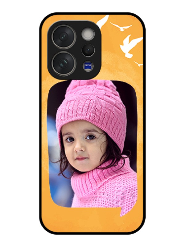 Custom Vivo V70 Elite 5G Custom Glass Phone Case - Water Color Design With Bird Icons