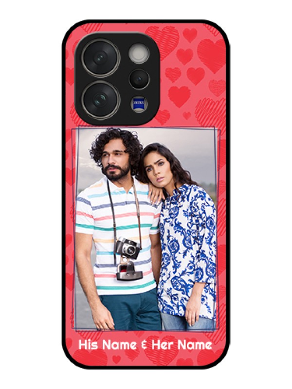 Custom Vivo V70 Elite 5G Custom Glass Phone Case - With Red Heart Symbols Design
