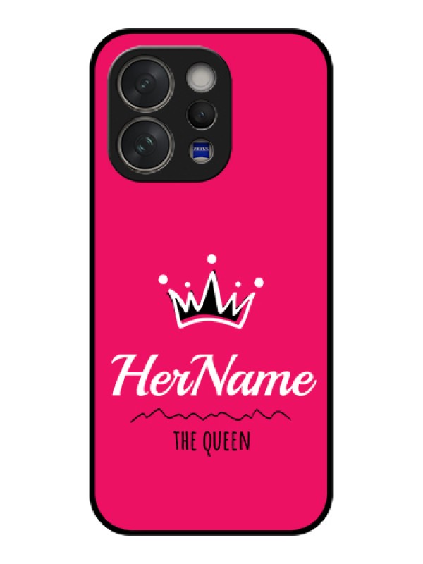 Custom Vivo V70 Elite 5G Custom Glass Phone Case - Queen With Name Design