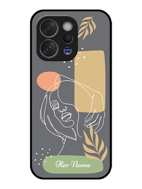 Custom Vivo V70 Elite 5G Custom Glass Phone Case - Gazing Woman Line Art Design