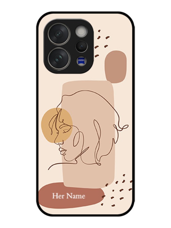 Custom Vivo V70 Elite 5G Custom Glass Phone Case - Calm Woman Line Art Design