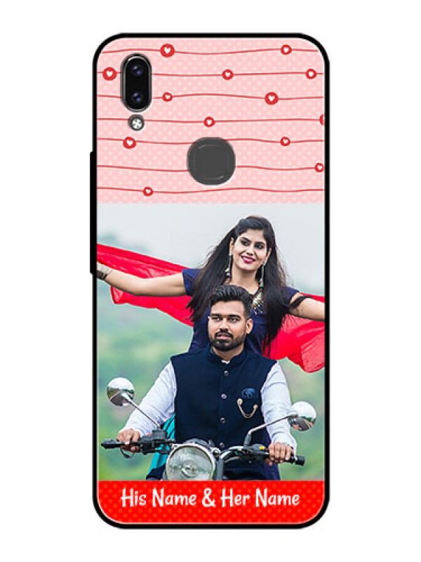 Custom Vivo V9 Pro Personalized Glass Phone Case  - Red Pattern Case Design