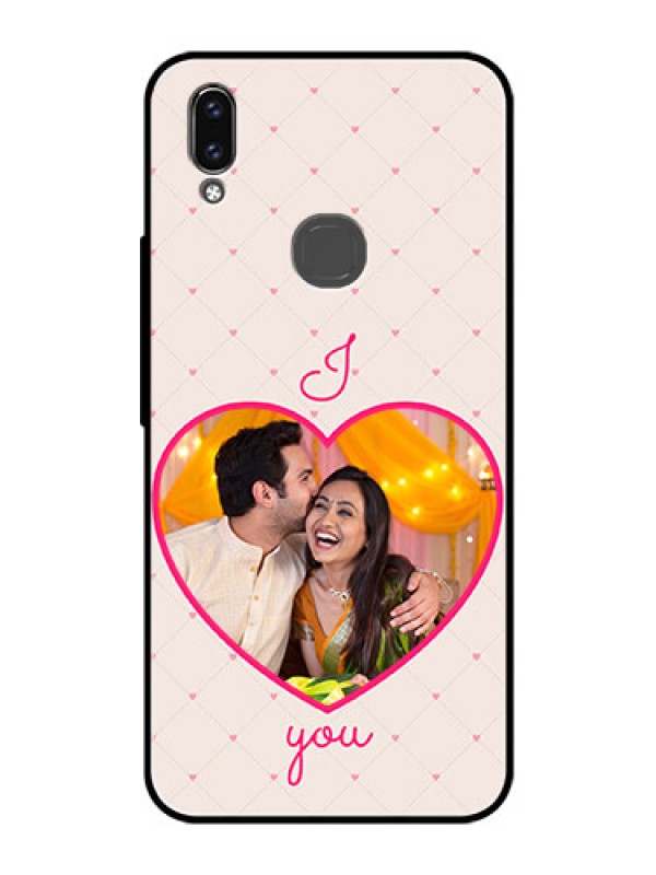 Custom Vivo V9 Pro Custom Glass Mobile Case  - Heart Shape Design
