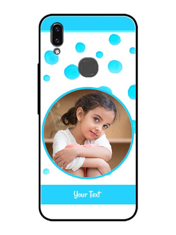 Custom Vivo V9 Pro Photo Printing on Glass Case  - Blue Bubbles Pattern Design