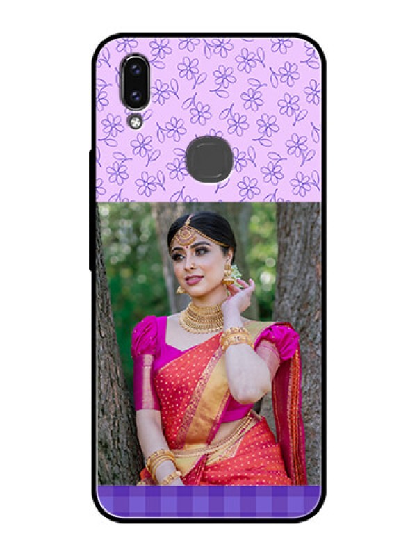 Custom Vivo V9 Pro Custom Glass Phone Case  - Purple Floral Design