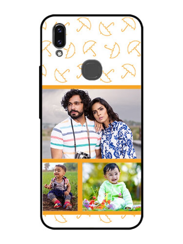 Custom Vivo V9 Pro Custom Glass Mobile Case  - Yellow Pattern Design