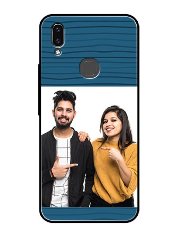 Custom Vivo V9 Pro Custom Glass Phone Case  - Blue Pattern Cover Design