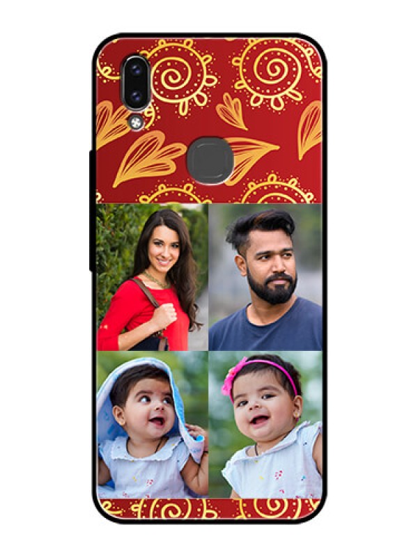 Custom Vivo V9 Pro Photo Printing on Glass Case  - 4 Image Traditional Design