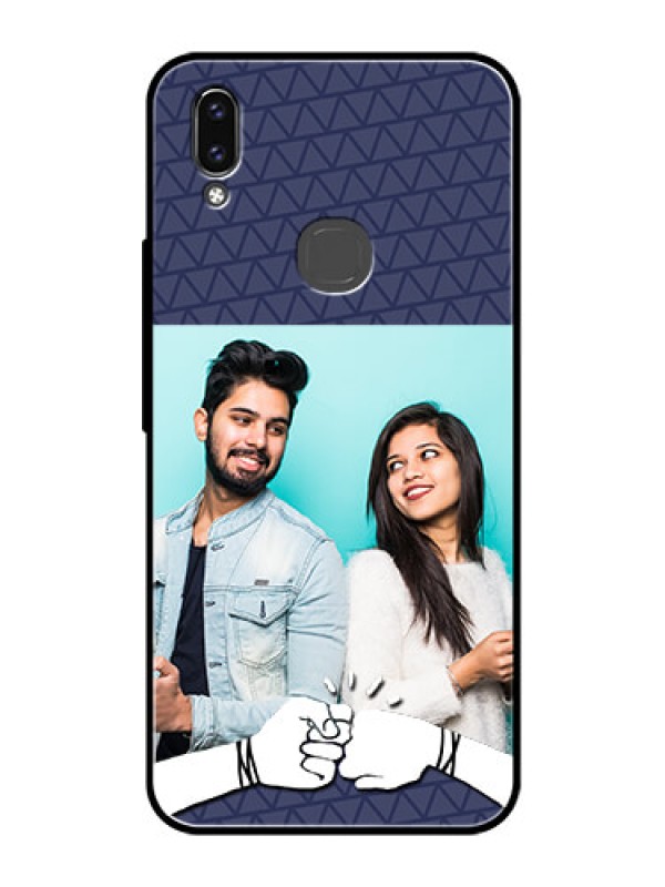 Custom Vivo V9 Pro Photo Printing on Glass Case  - with Best Friends Design  