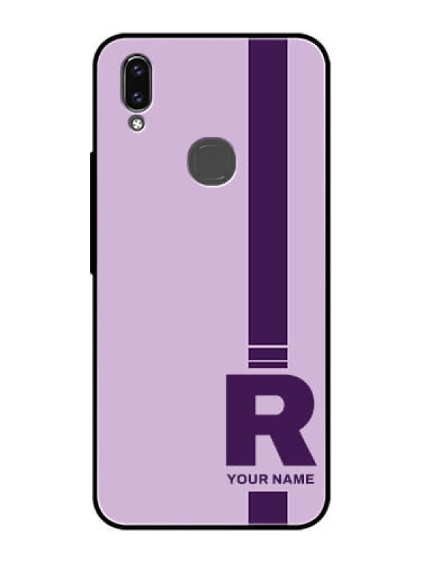 Custom Vivo V9 Pro Photo Printing on Glass Case - Simple dual tone stripe with name Design