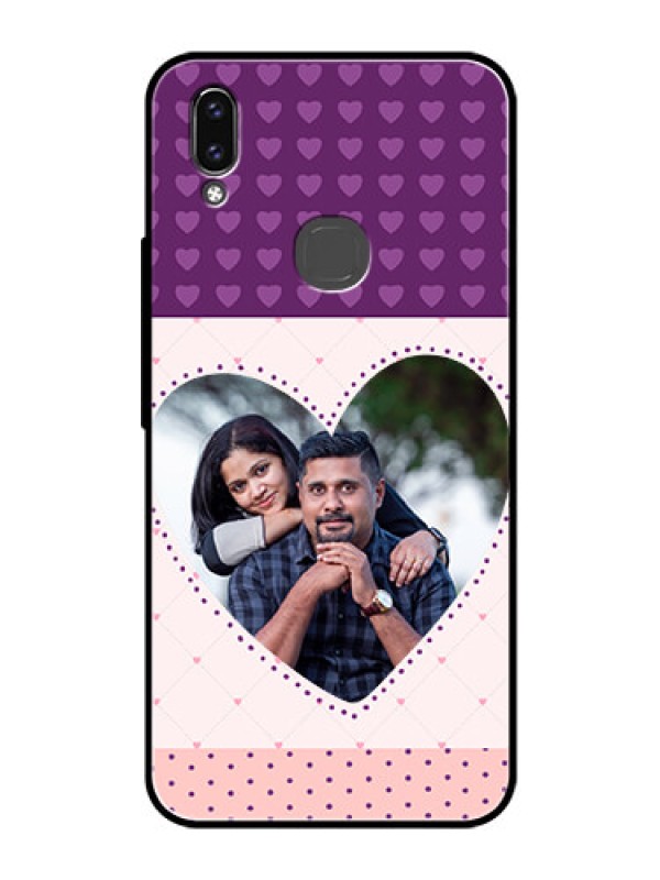 Custom Vivo V9 Youth Custom Glass Phone Case  - Violet Love Dots Design