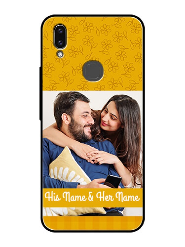 Custom Vivo V9 Youth Custom Glass Mobile Case  - Yellow Floral Design