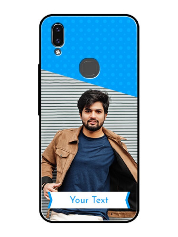 Custom Vivo V9 Youth Photo Printing on Glass Case  - Simple Blue Color Design