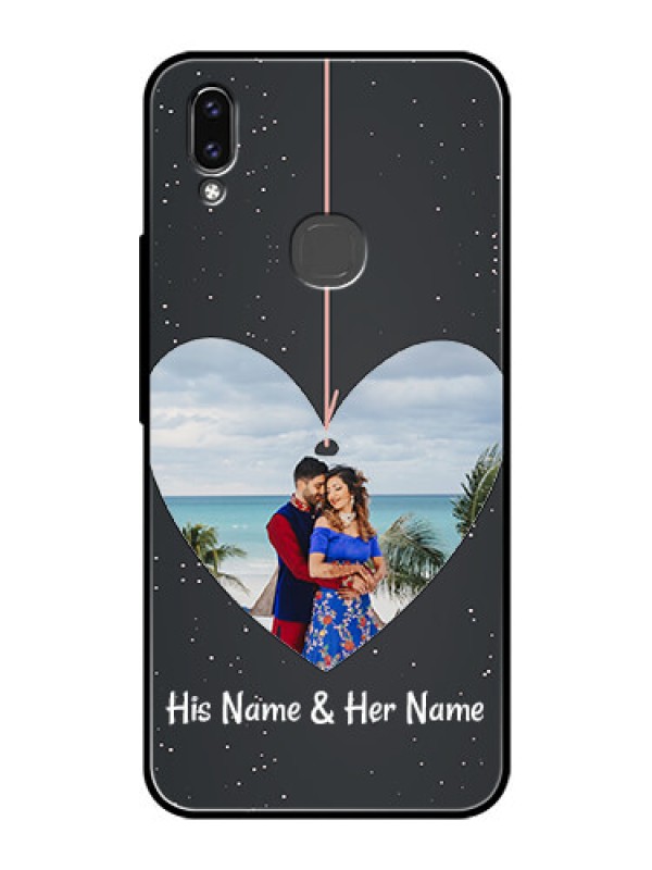 Custom Vivo V9 Youth Custom Glass Phone Case  - Hanging Heart Design