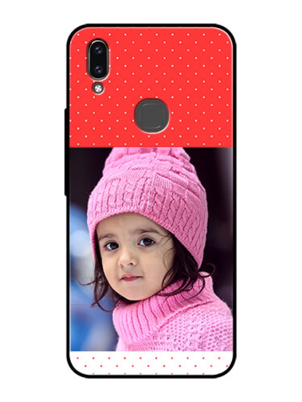 Custom Vivo V9 Youth Photo Printing on Glass Case  - Red Pattern Design