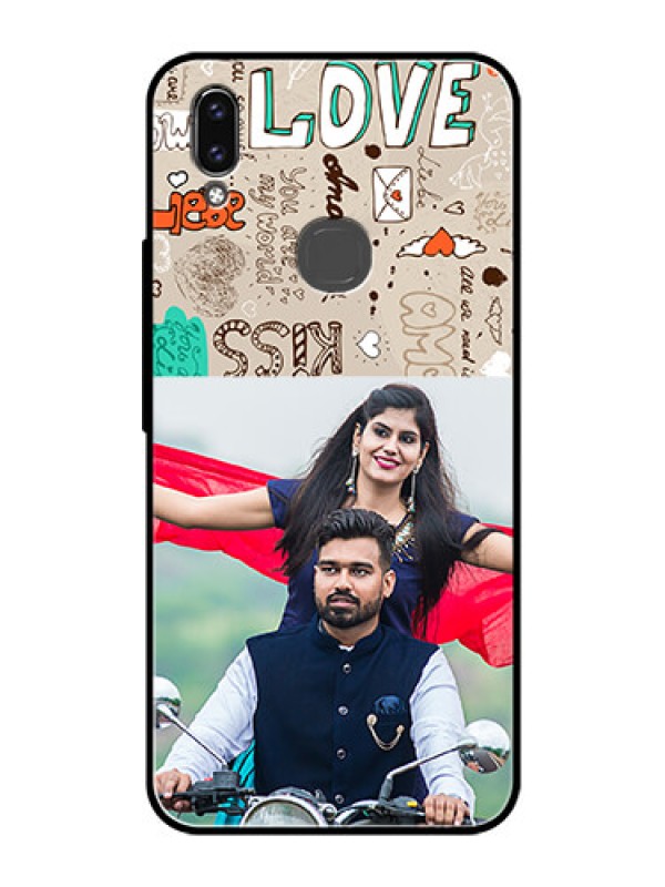 Custom Vivo V9 Youth Custom Glass Phone Case  - Love Doodle Pattern 