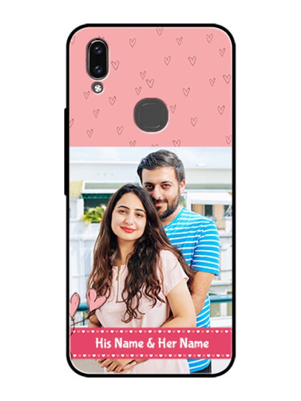 Custom Vivo V9 Youth Personalized Glass Phone Case  - Love Design Peach Color