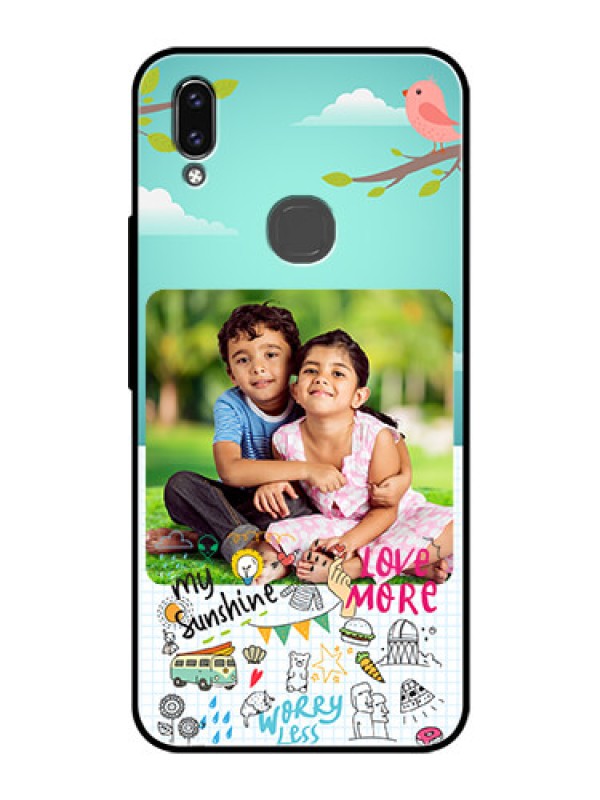 Custom Vivo V9 Youth Photo Printing on Glass Case  - Doodle love Design