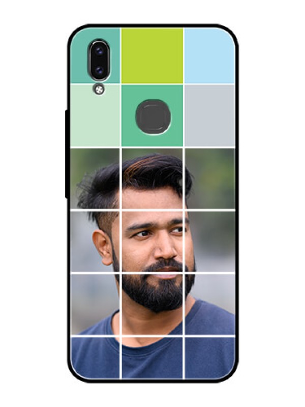 Custom Vivo V9 Youth Photo Printing on Glass Case  - with white box pattern 