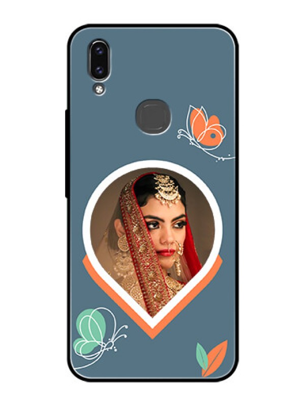 Custom Vivo V9 Youth Custom Glass Mobile Case - Droplet Butterflies Design