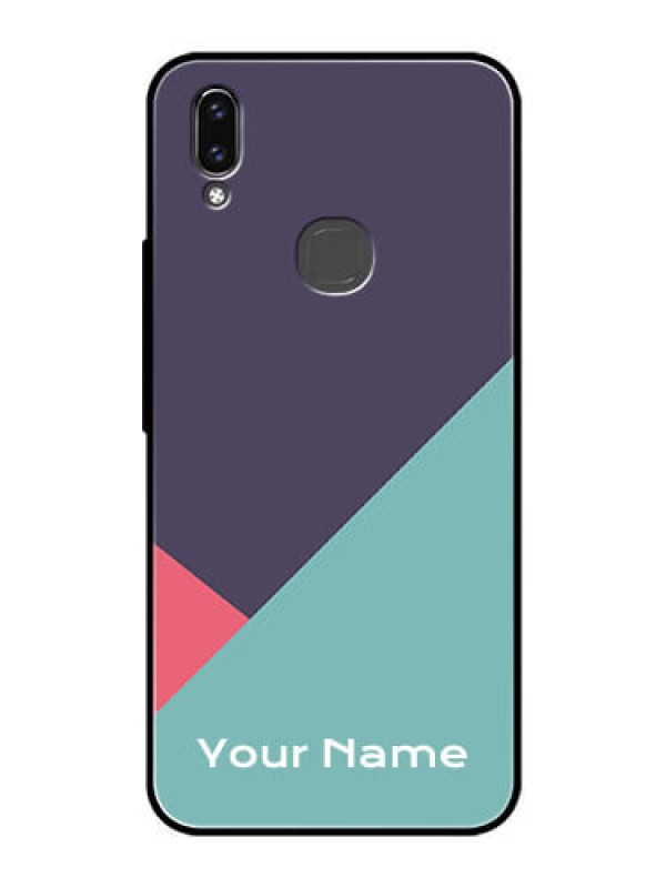 Custom Vivo V9 Youth Custom Glass Mobile Case - Tri Color abstract Design