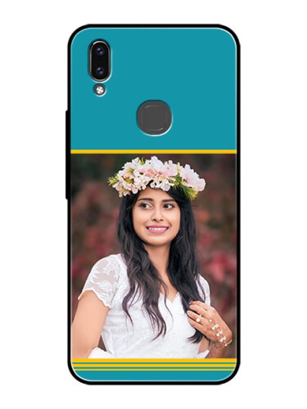 Custom Vivo V9 Custom Glass Phone Case  - Yellow & Blue Design 