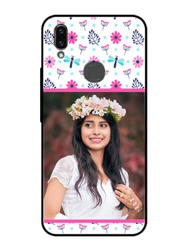 Custom Vivo V9 Photo Printing on Glass Case  - Colorful Flower Design