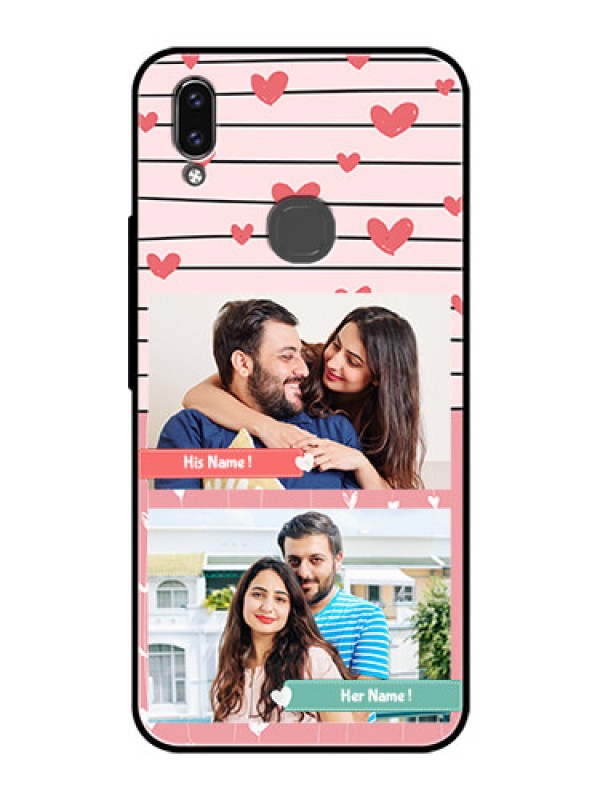 Custom Vivo V9 Custom Glass Mobile Case  - Photo with Heart Design
