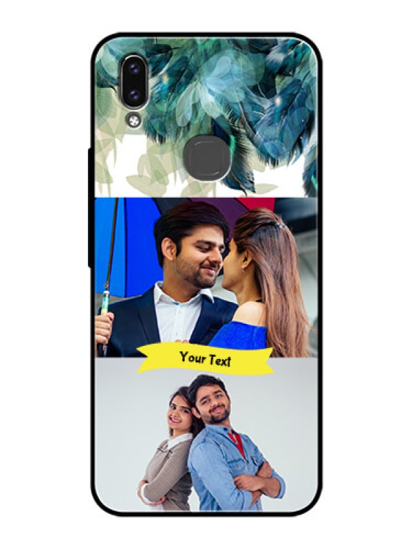Custom Vivo V9 Personalized Glass Phone Case  - Image with Boho Peacock Feather Design