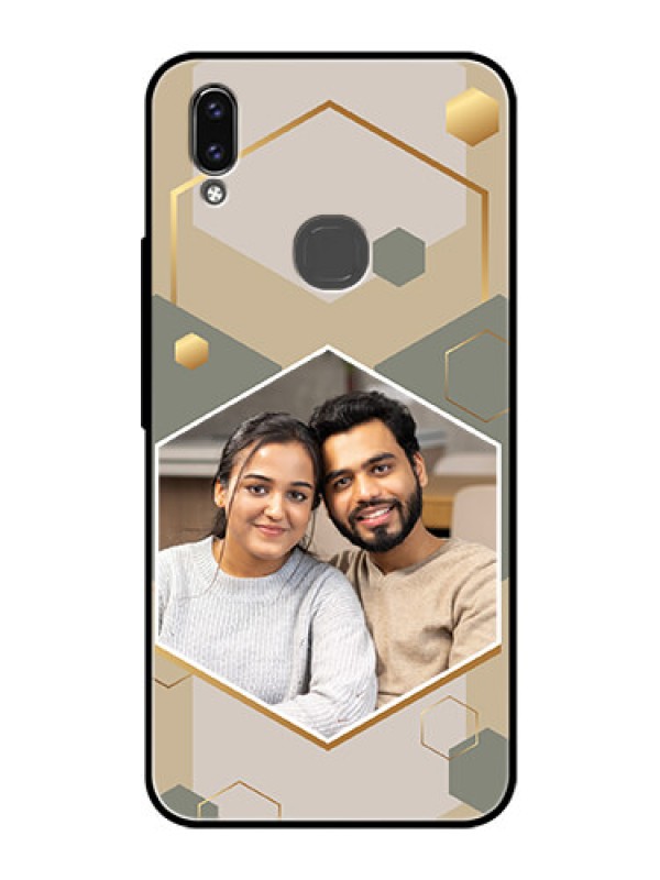 Custom Vivo V9 Photo Printing on Glass Case - Stylish Hexagon Pattern Design
