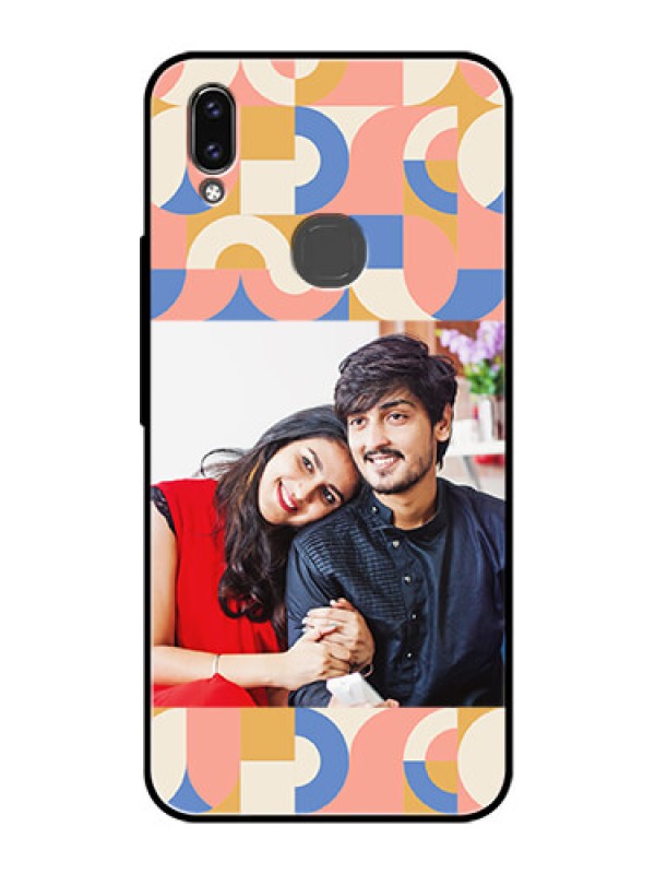 Custom Vivo V9 Photo Printing on Glass Case - Semi-circle Maze Pattern Design