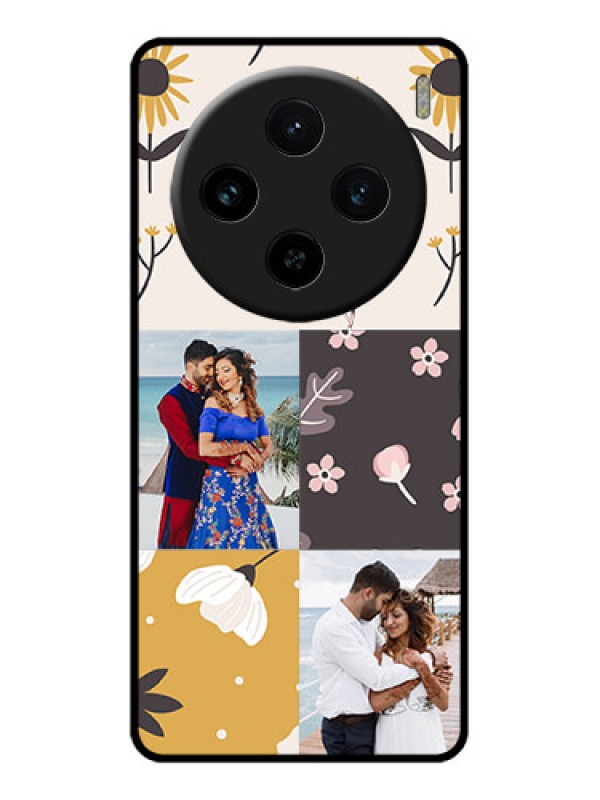 Custom Vivo X100 5G Custom Glass Phone Case - 3 Images With Floral Design