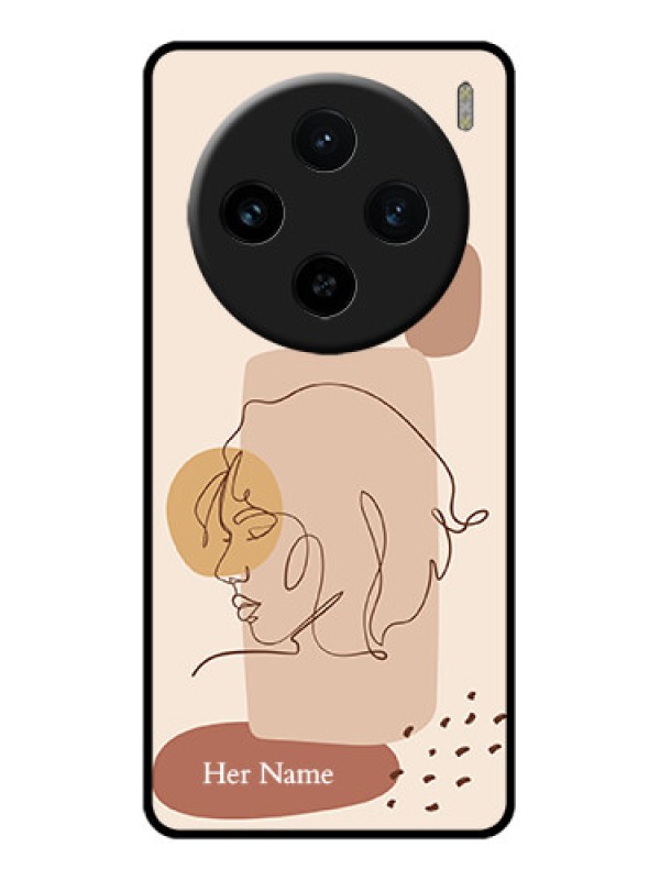 Custom Vivo X100 5G Custom Glass Phone Case - Calm Woman Line Art Design