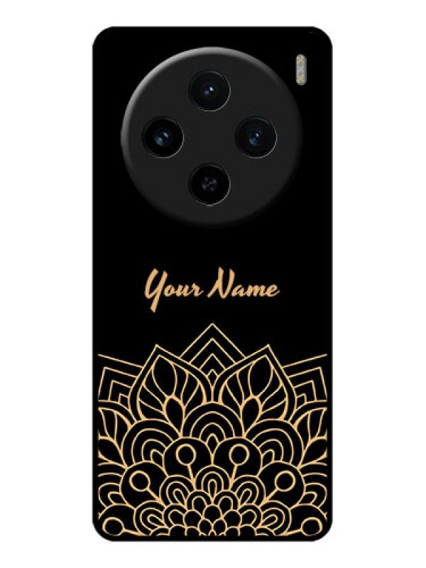 Custom Vivo X100 5G Custom Glass Phone Case - Golden Mandala Design