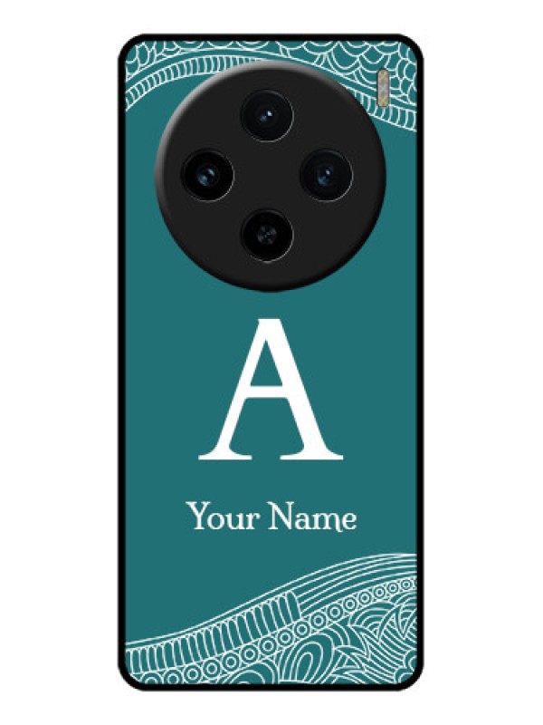 Custom Vivo X100 5G Custom Glass Phone Case - Line Art Pattern With Custom Name Design