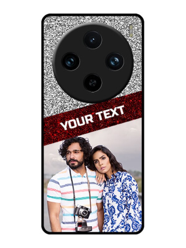 Custom Vivo X100 Pro 5G Custom Glass Phone Case - Image Holder With Glitter Strip Design