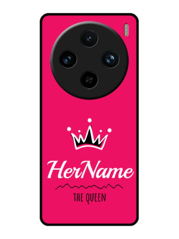 Custom Vivo X100 Pro 5G Custom Glass Phone Case - Queen With Name Design