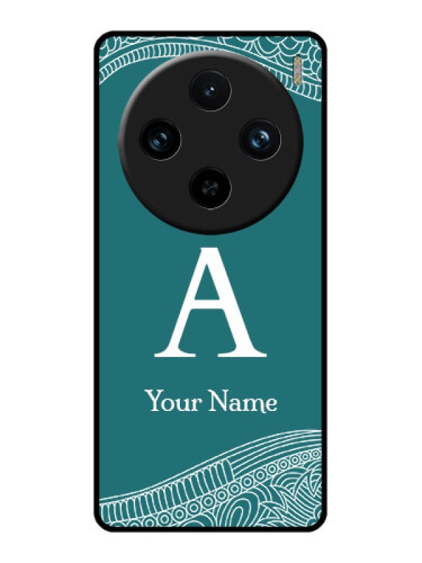 Custom Vivo X100 Pro 5G Custom Glass Phone Case - Line Art Pattern With Custom Name Design
